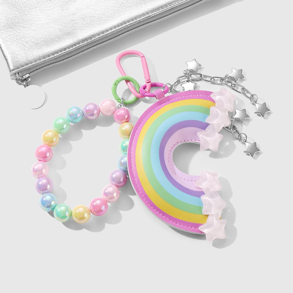 Leather Rainbow & Beaded Chain Women's Bag Charms Picture3