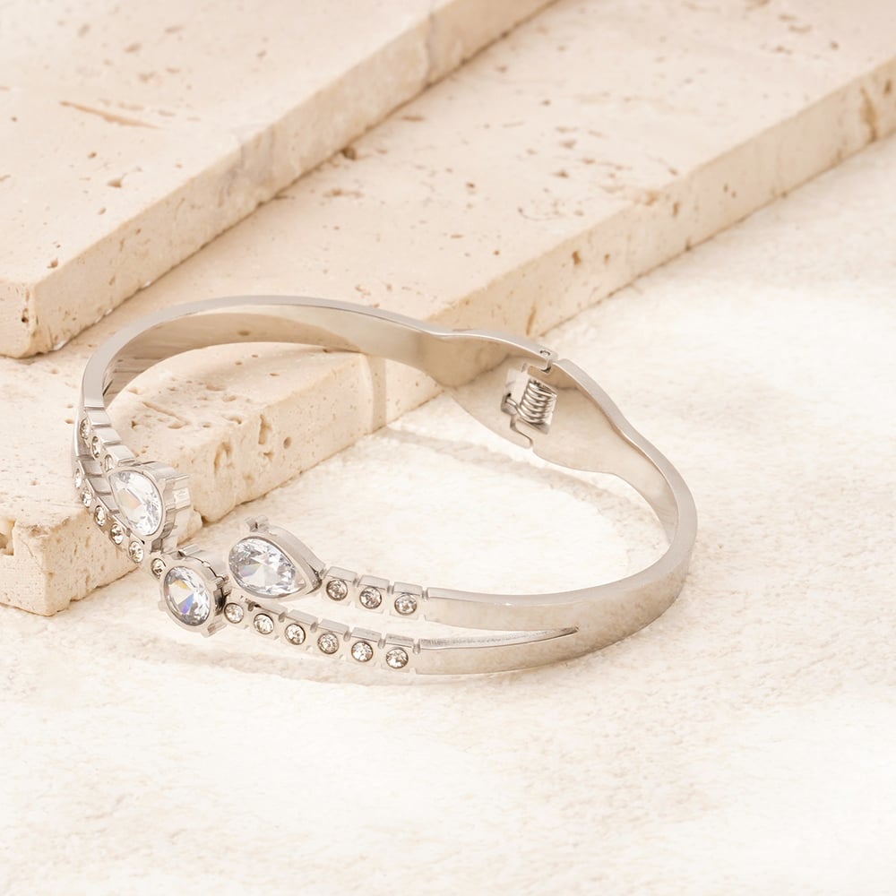 1 Piece Glamorous Series Elegant Droplet Stainless Steel Gold Color Women's Bangles h5Picture5