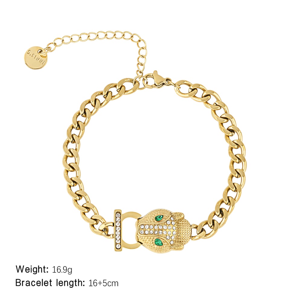 1 Piece Luxurious Series Retro Animal Titanium Steel   Gold Color  Women's Chain Bracelets Picture4