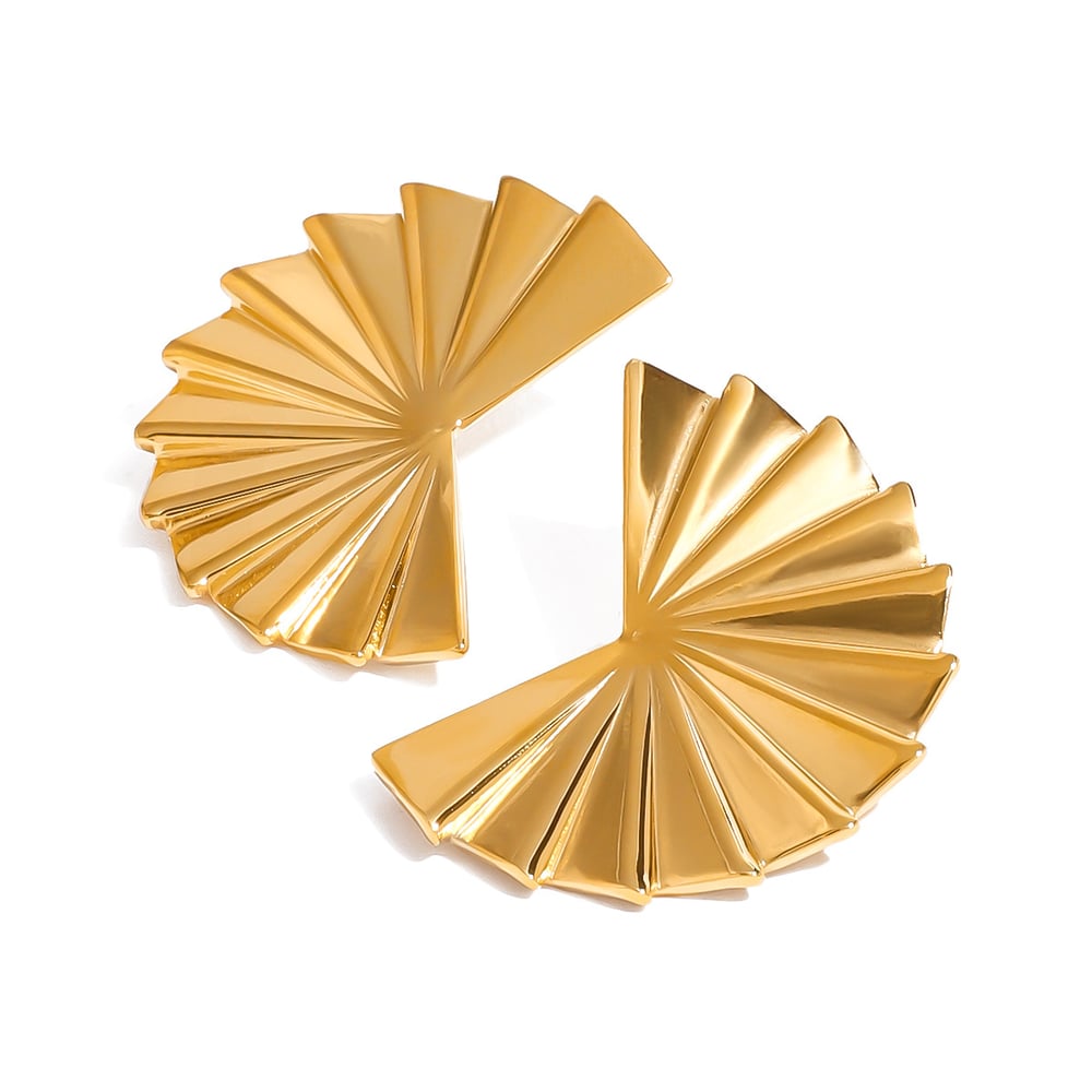 1 pair classic series retro solid color stainless steel  gold plated women stud earrings Picture5