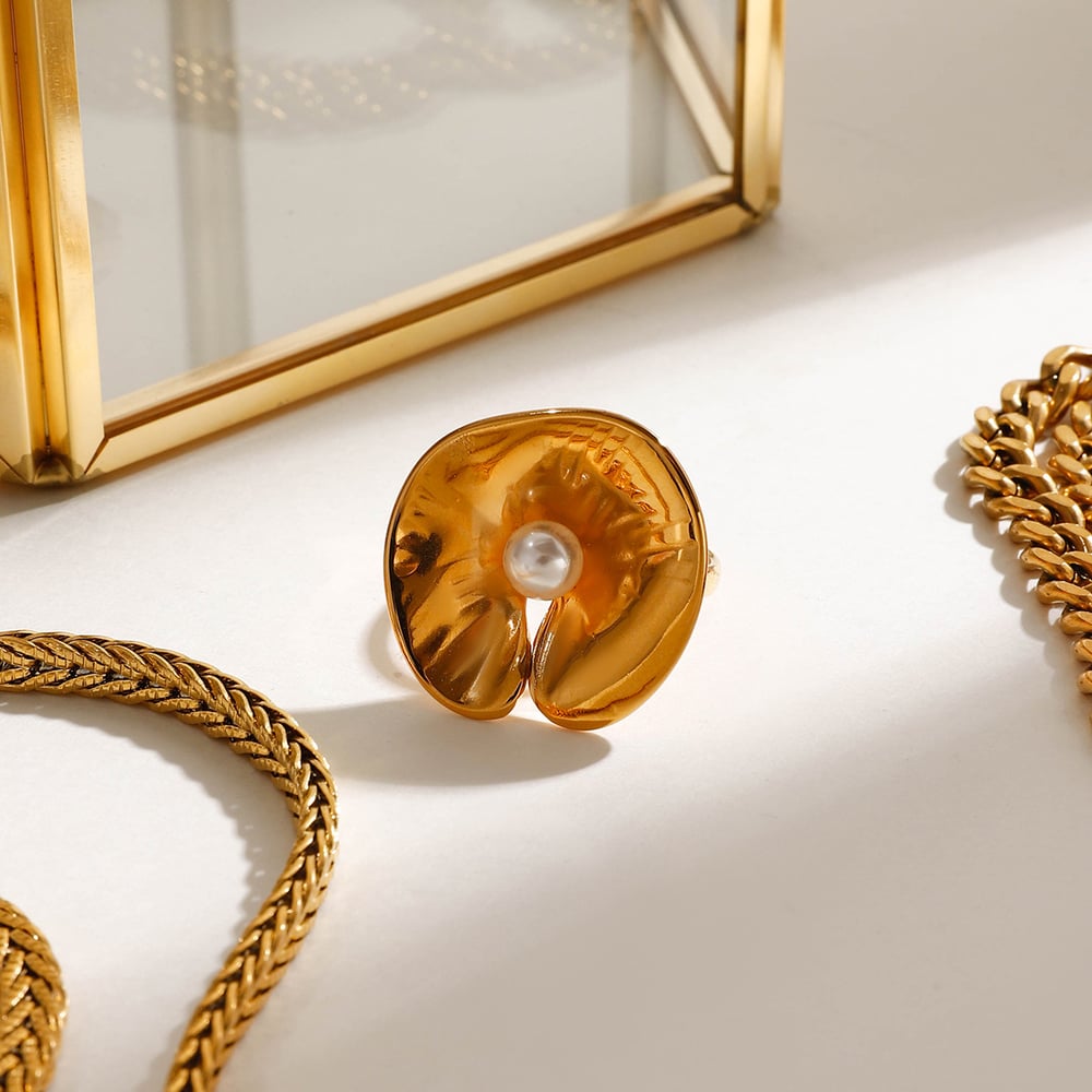 1 Piece Luxurious Series Exaggerated Natural Tree Shape Stainless Steel Gold Color Women's Adjustable Rings h5Picture3