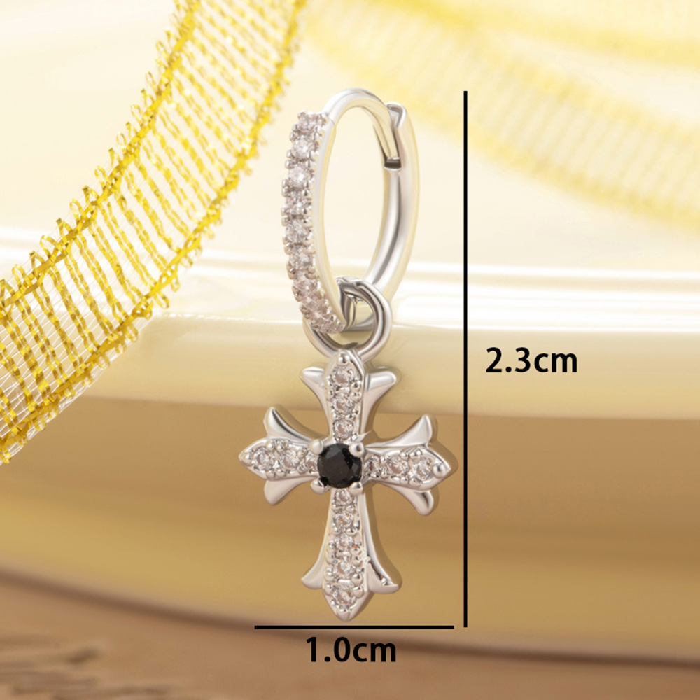1 Piece Sophisticated Series Stylish Cross Shape Copper Zircon Women's Drop Earrings Picture3
