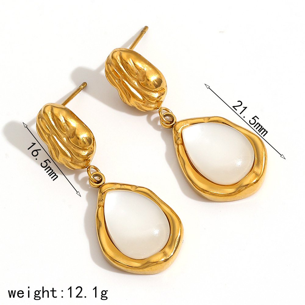 1 pair classic series retro geometric  gold plated artificial gemstone stud earrings h5Picture5