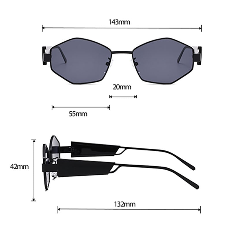 1 Pair of Wide Rimmed Fashionable Metal Frame Sunglasses h5Picture5