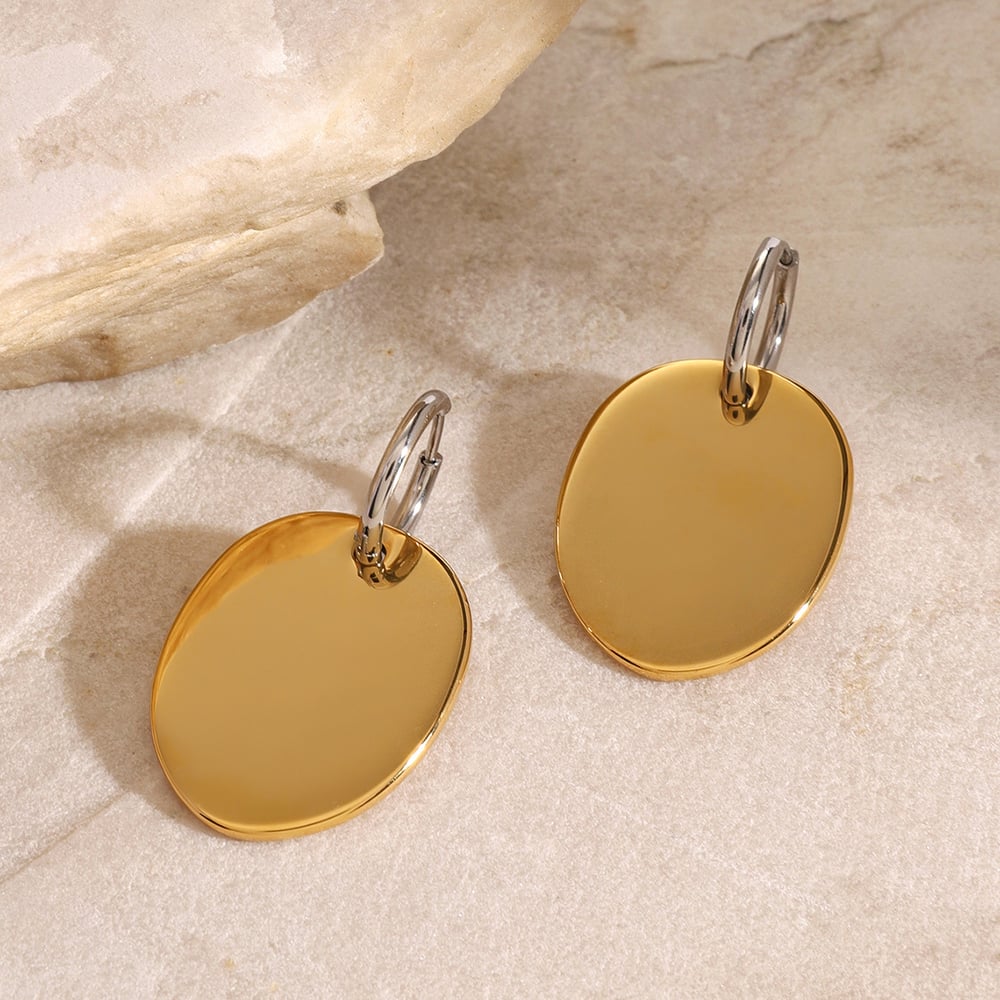 1 pair simple series daily geometric stainless steel  gold plated women drop earrings h5Picture5