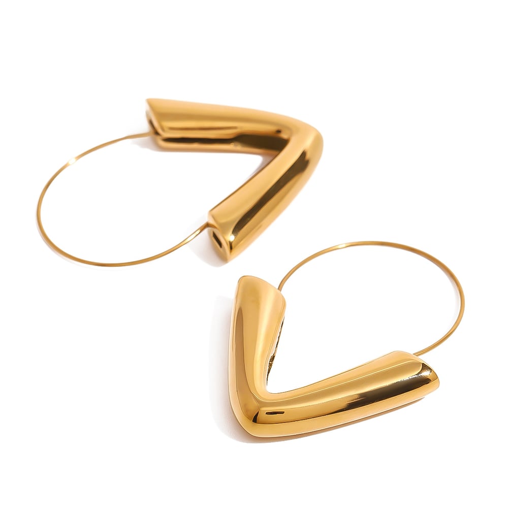 1 pair simple series casual geometric stainless steel  gold plated women hoop earrings h5Picture4