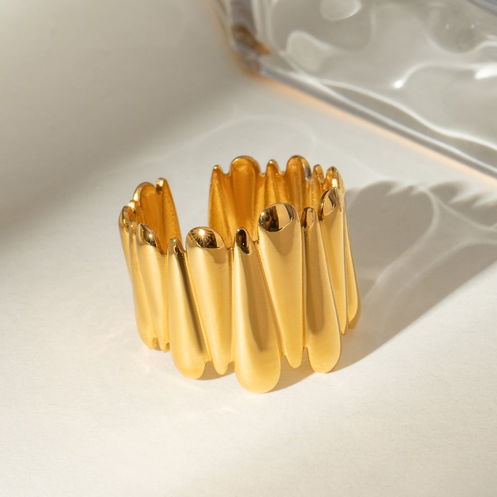 1 Piece Retro Stainless Steel Gold Colored Statement Ring h5Picture2