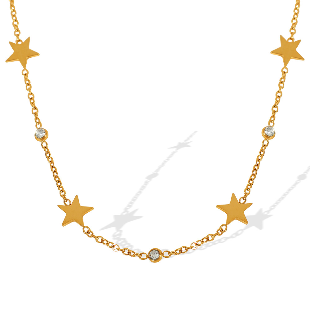 1 piece simple series simple sun/moon stainless steel  gold plated rhinestone women pendant necklaces h5Picture7