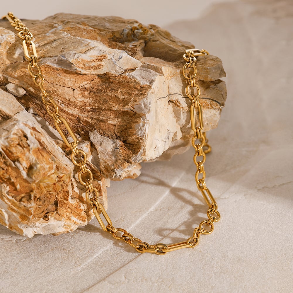 1 piece simple series classic chain stainless steel  gold plated women chain necklaces Picture4