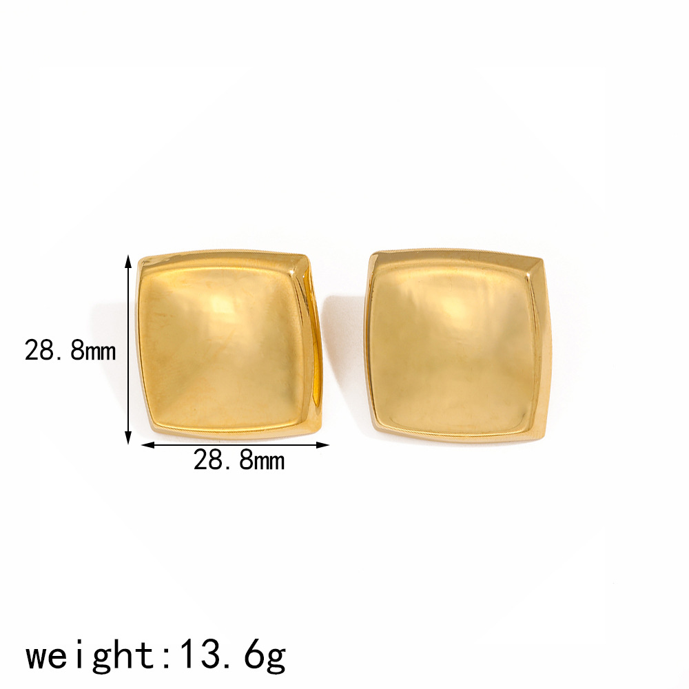 1 pair simple series simple quadrilateral  gold plated stud earrings Picture4