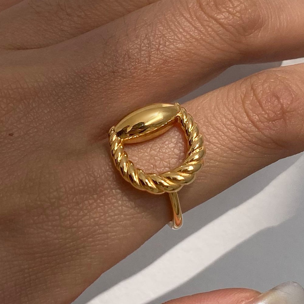 1 Piece Designable Series D Shape Braid Stainless Steel Gold Color Women's Single Rings h5Picture11