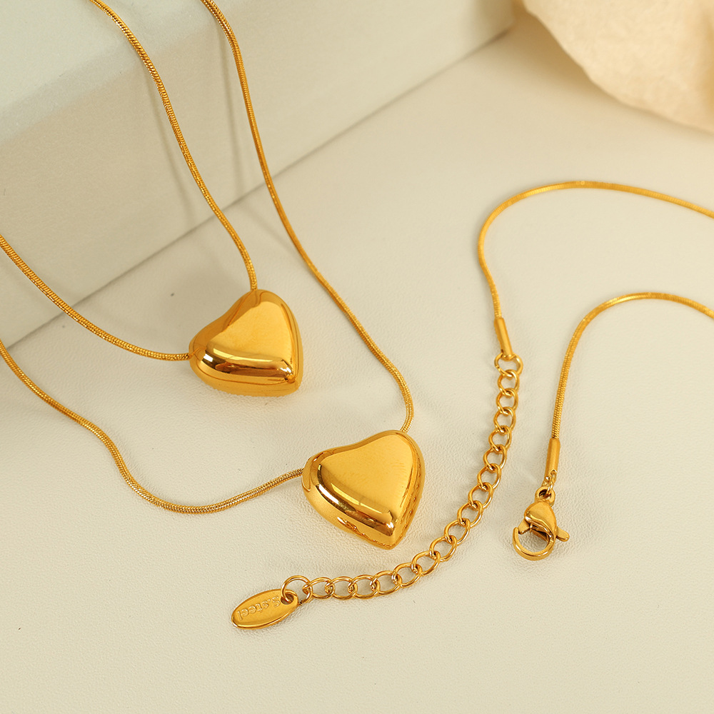 1 piece simple series simple heart stainless steel  gold plated women pendant necklaces Picture4