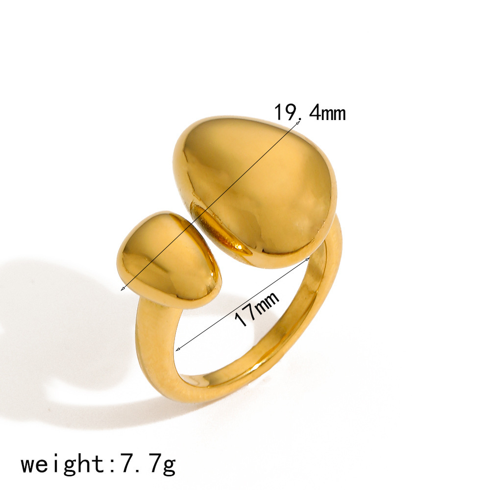 1 pair simple series simple geometric stainless steel  gold plated women adjustable rings h5Picture6