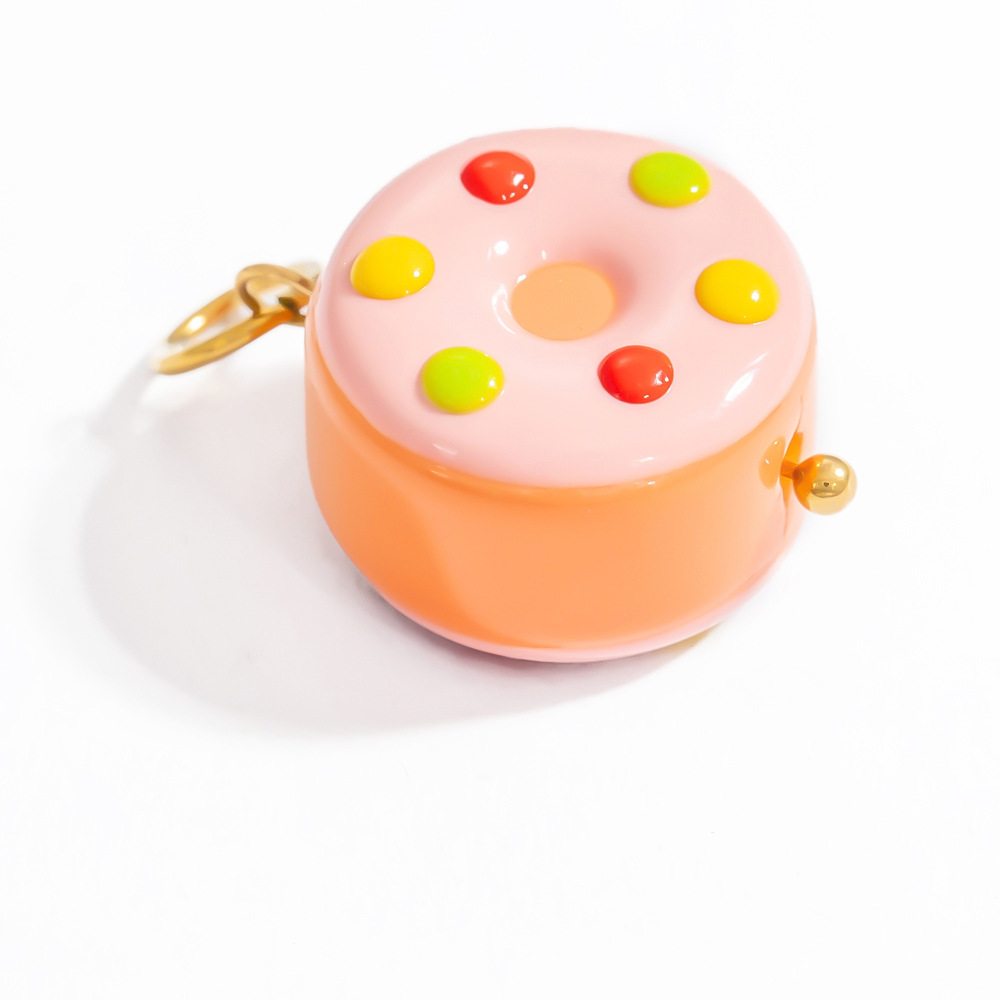 1 Piece Chromatic Series Sweet Doughnut Coloured Glaze Stainless Steel Gold Color Women's Pendants h5Picture6