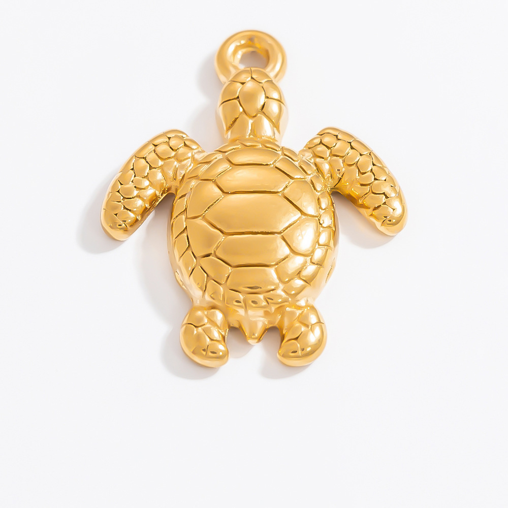 1 Pair Simple Series Daily Turtle Stainless Steel Gold Color DIY Women's Pendants h5Picture5
