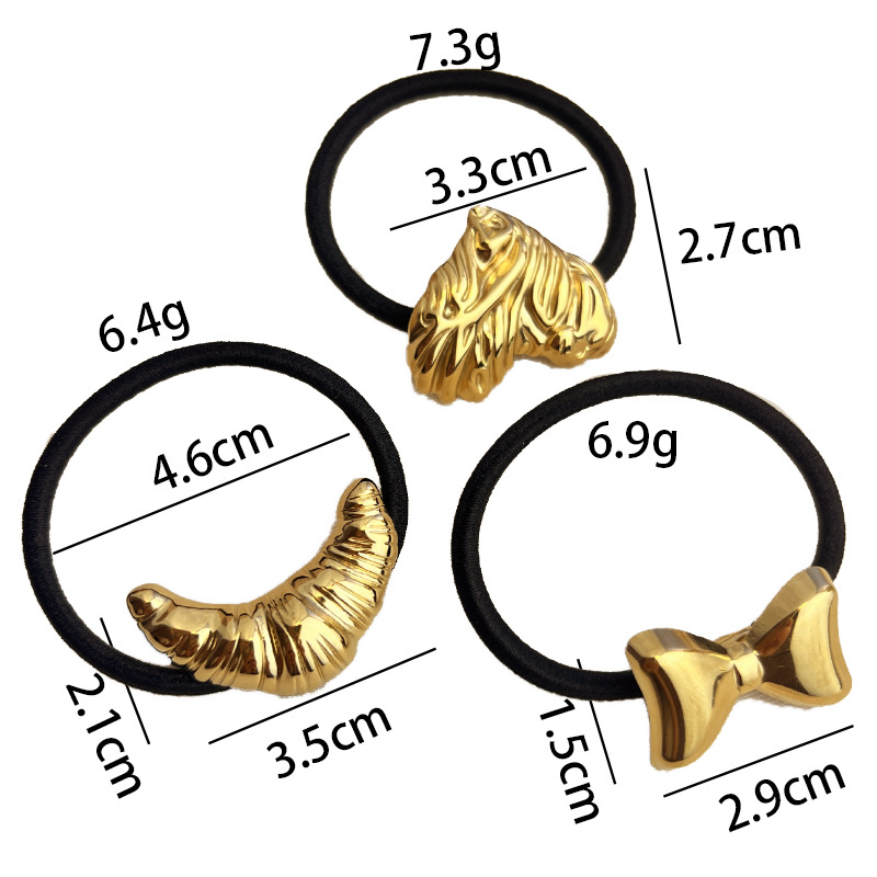 1 Piece Simple Series Daily Ox Horn Stainless Steel Gold Color Women's Hair Bobbles h5Picture5