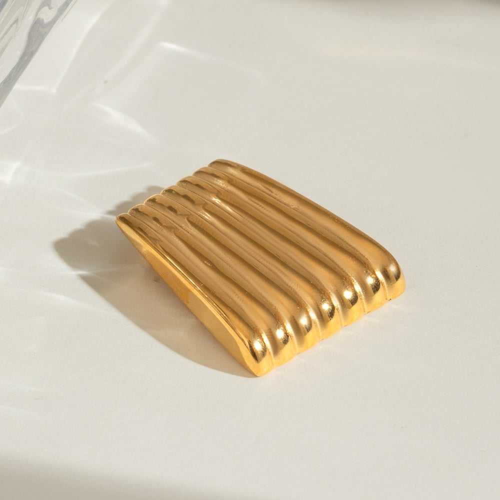 1 pair simple series classic geometric stainless steel  gold plated women brooches Picture4