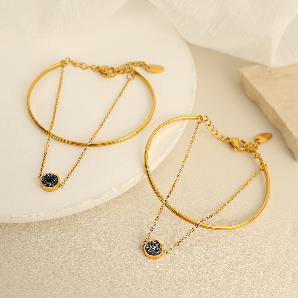 1 piece simple series simple geometric stainless steel  gold plated women charm bracelets h5Picture3