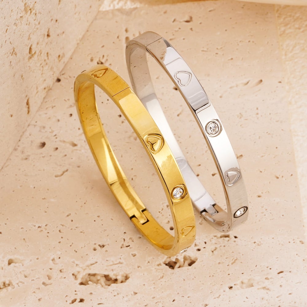 1 Piece Classic Series Delicate Circle Stainless Steel Gold Color Women's Bangles h5Picture5