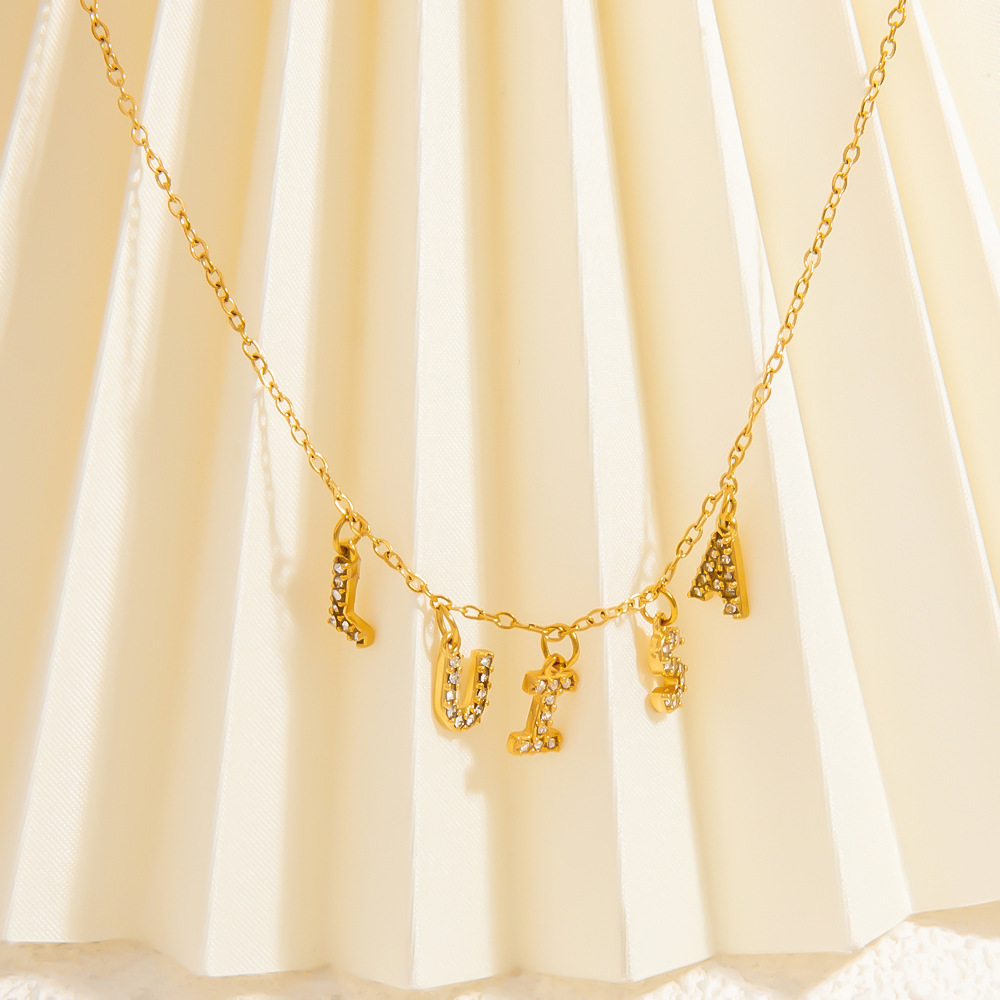1 Piece Luxurious Series Daily Letter DIY Statement Piece Stainless Steel Gold Color Women's Pendants h5Picture7