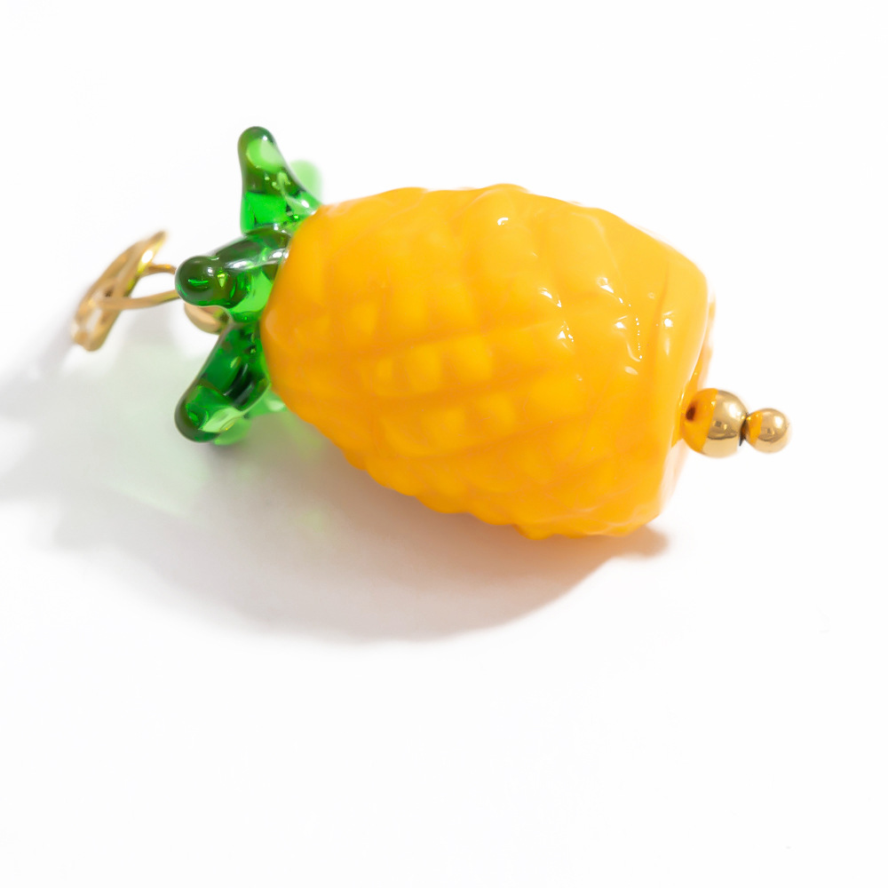 1 Piece Chromatic Series Natural Fruit Coloured Glaze Stainless Steel Gold Color Women's Pendants h5Picture6