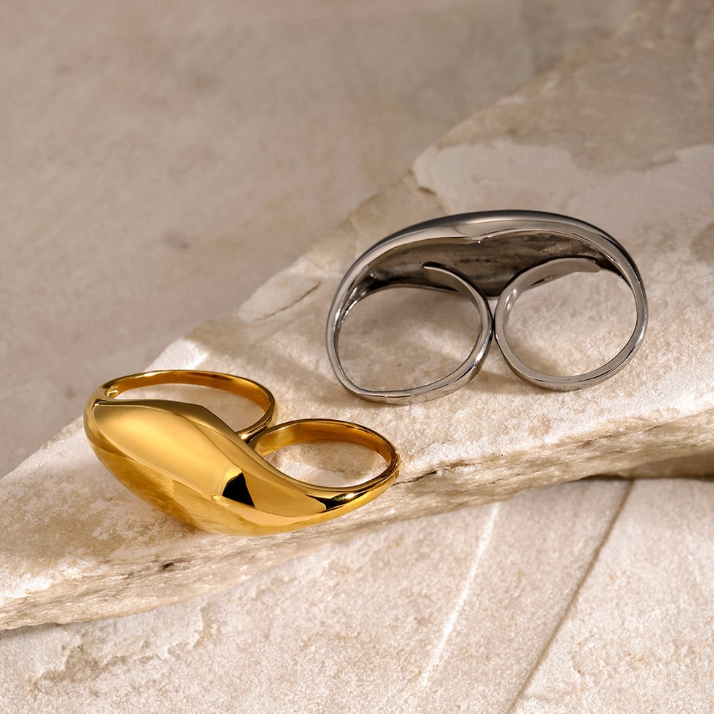 1 Piece Geometric Stainless Steel Gold Plated Women's Adjustable Rings h5Picture4