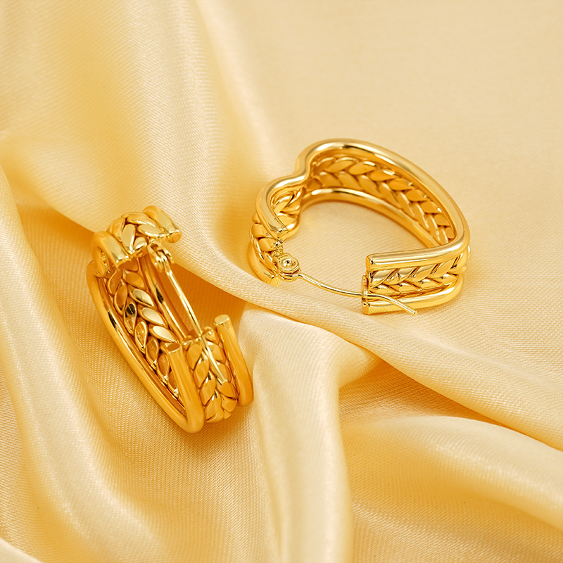 1 pair simple series simple geometric stainless steel  gold plated women stud earrings h5Picture4