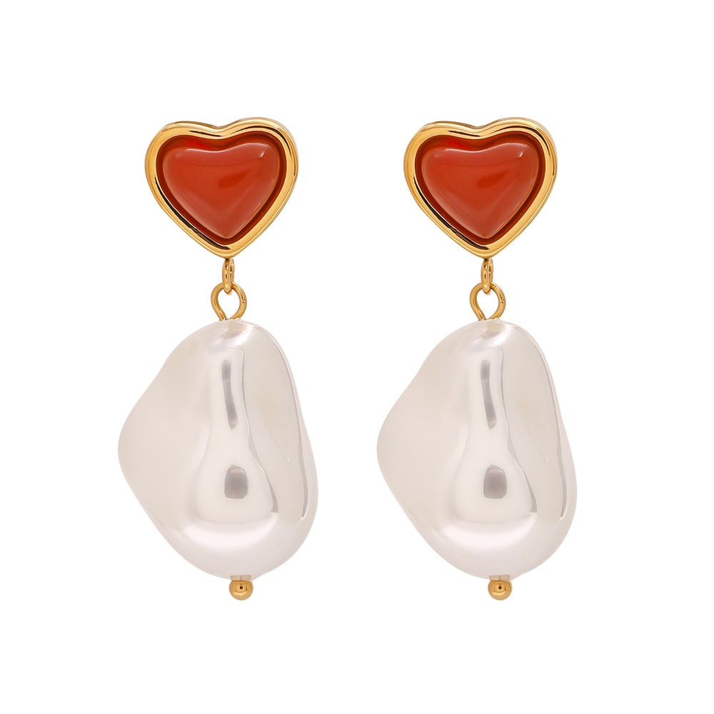 1 Pair Romantic Series Sweet Heart Elegant Stainless Steel Gold Color Women's Irregular Drop Earrings h5Picture6