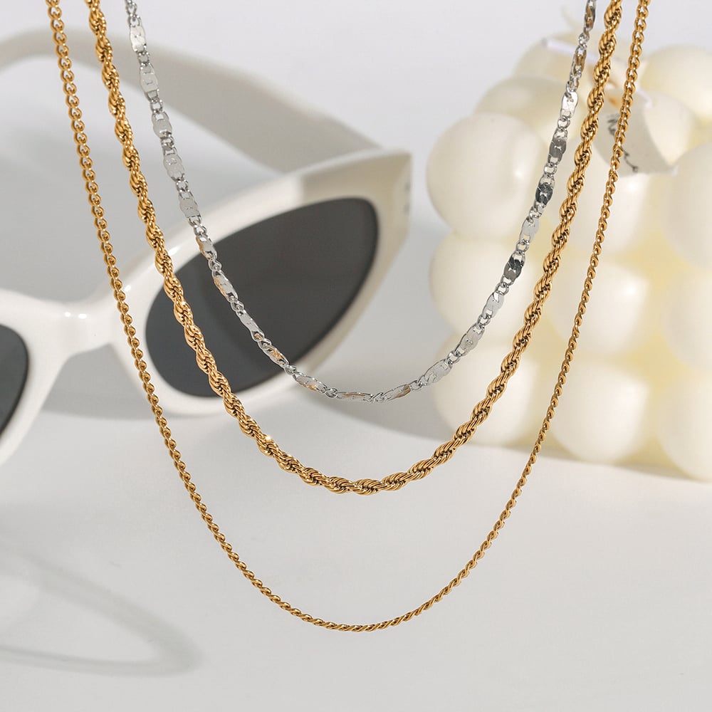 1 Piece Modern Series Line Stainless Steel Gold & Silver Color Women's Layered Necklaces h5Picture4