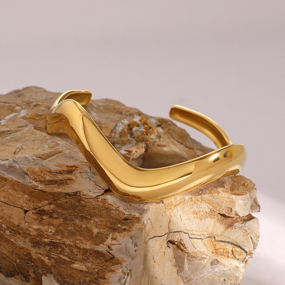 1 piece simple series simple solid color stainless steel  gold plated women bangles Picture4