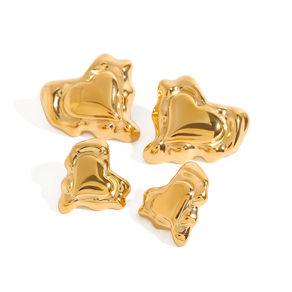 1 Piece Romantic Series Retro Irregular Heart Shape Stainless Steel Gold Color Women's Single Rings Picture12