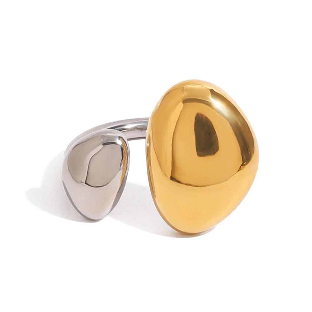 1 Pair Minimalist Series Drop Annular Shape Stainless Steel Gold and Silver Color Women's Single Rings h5Picture6