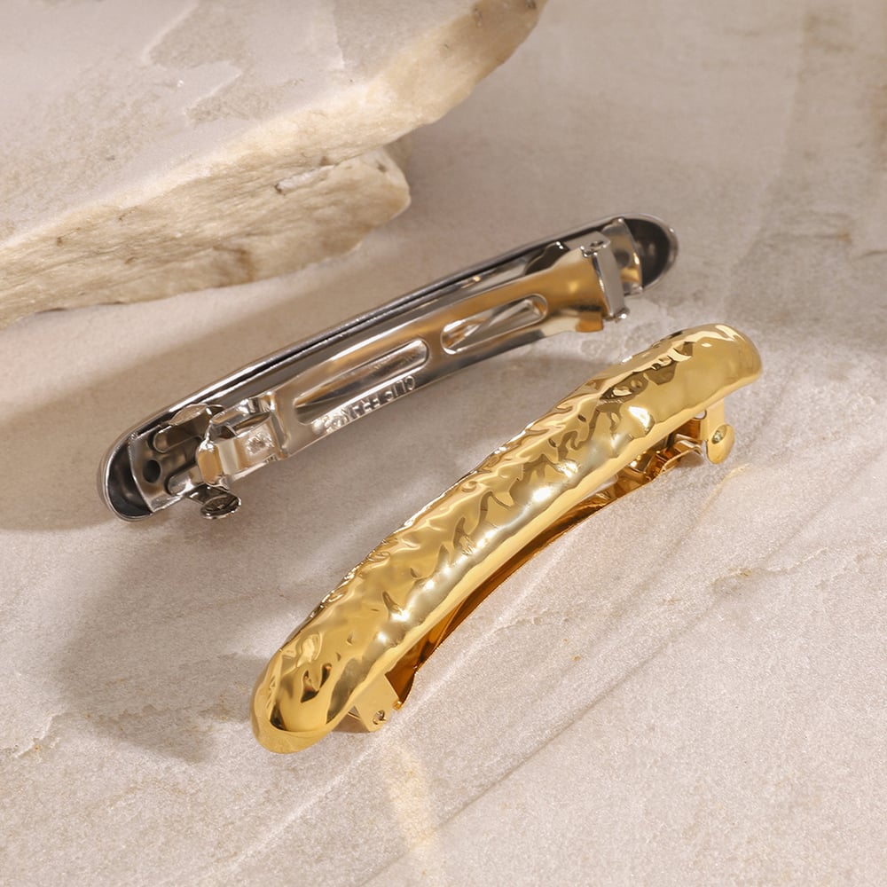 1 pair simple series daily geometric stainless steel  gold plated women hair clips h5Picture3