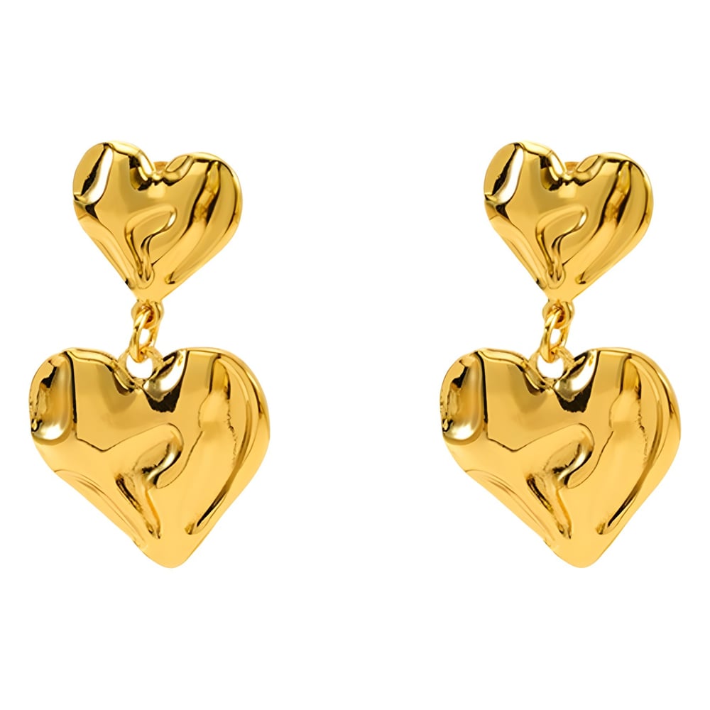 1 pair simple series daily heart stainless steel  gold plated women stud earrings h5Picture6