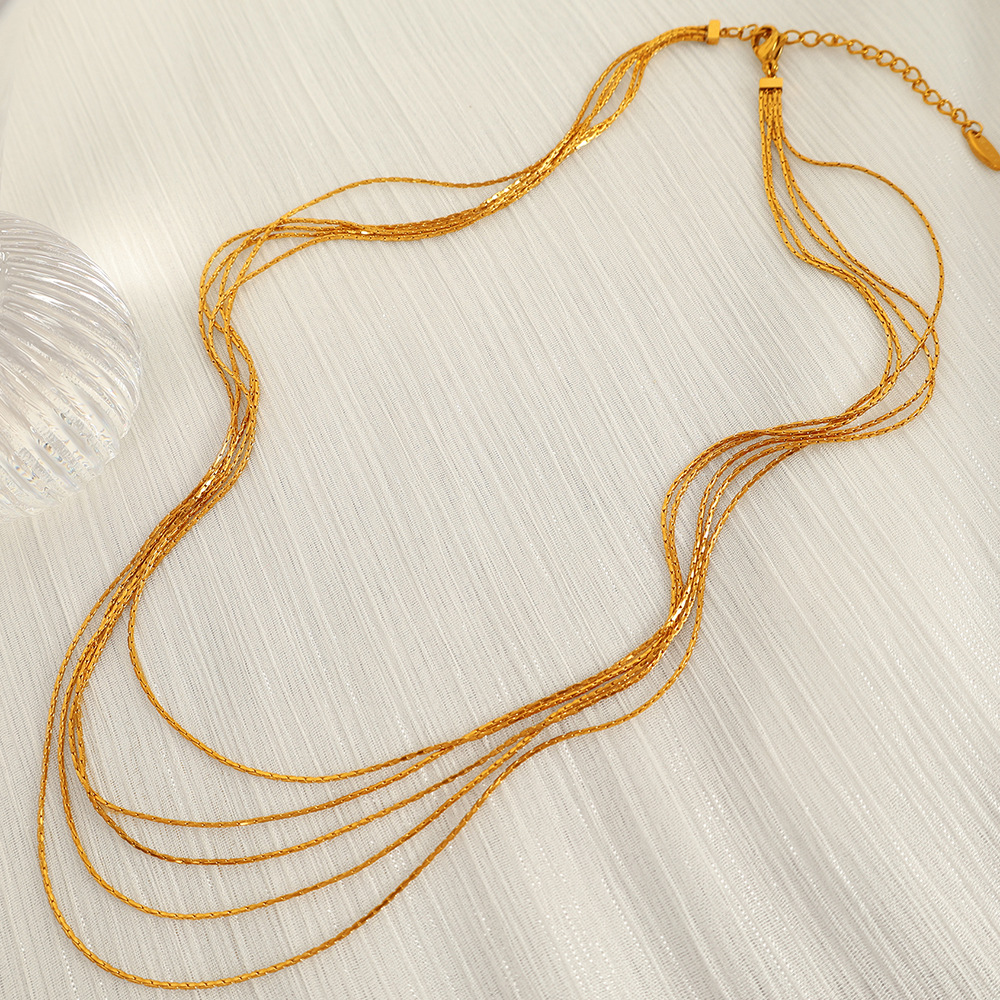 1 piece simple series simple tassel stainless steel  gold plated women layered necklaces h5Picture3
