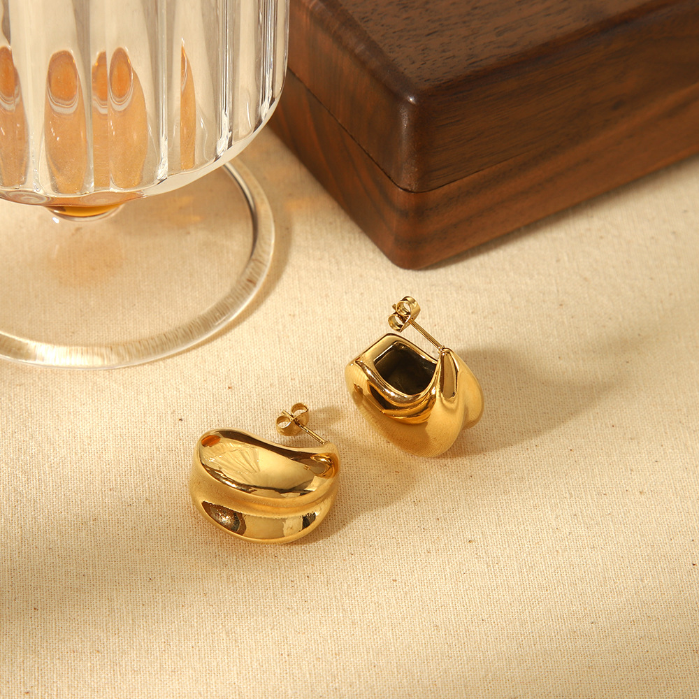 1 pair simple series  style ring  gold plated women stud earrings h5Picture5