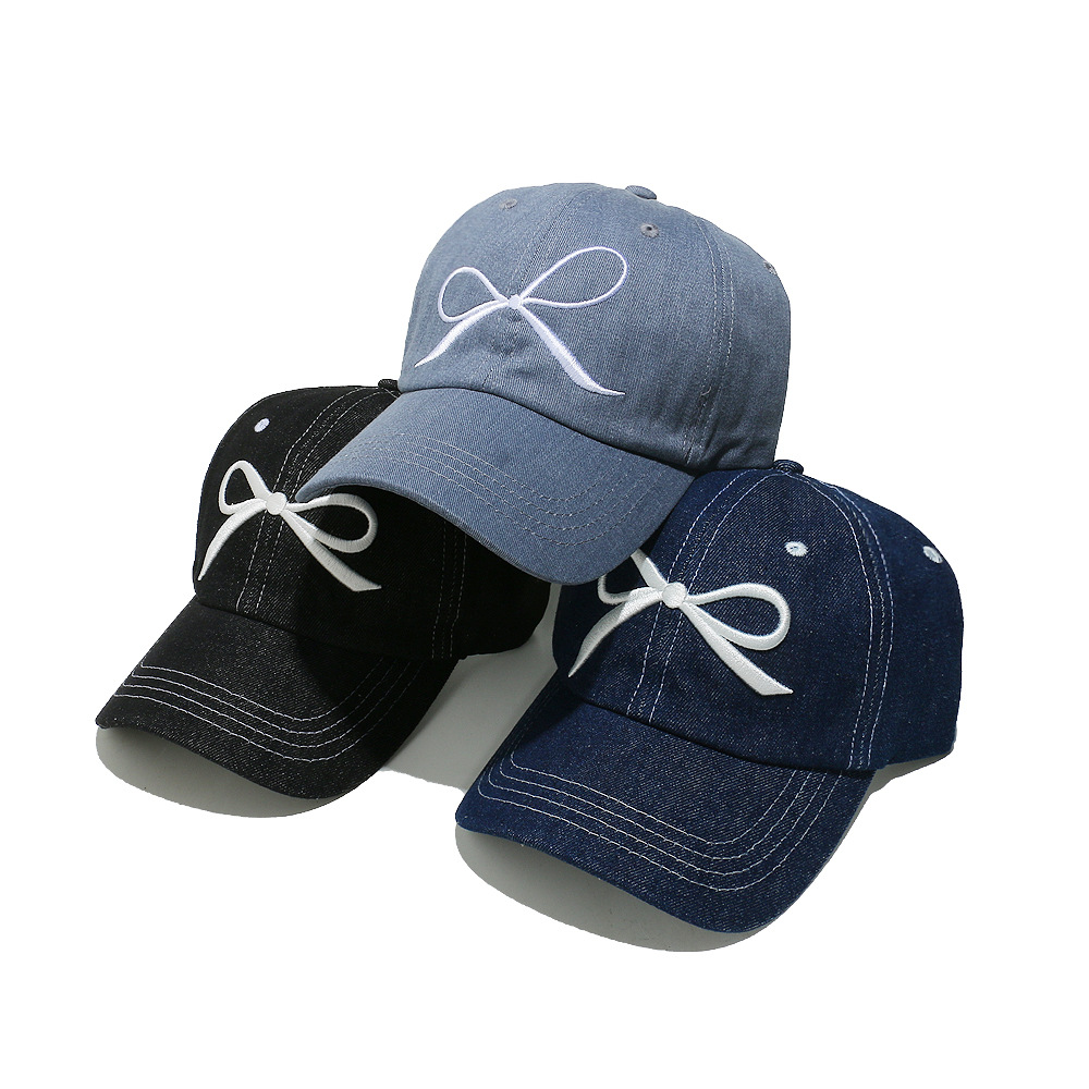 1 Piece Denim Bow Embroidery Baseball Cap Picture2