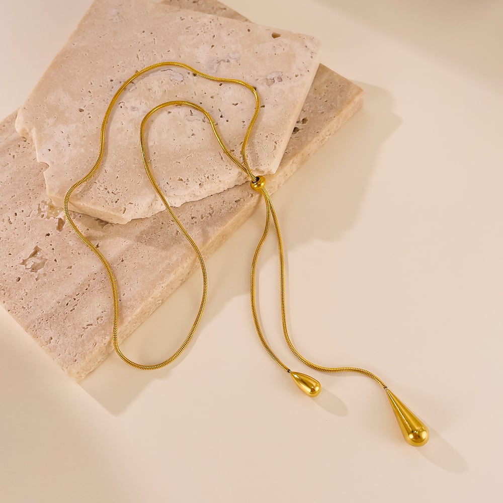 1 Stück Elegante Serie Tägliche Tropfen Verstellbare Edelstahl Gold Farbe Damen Anhänger Halsketten h5Bild4