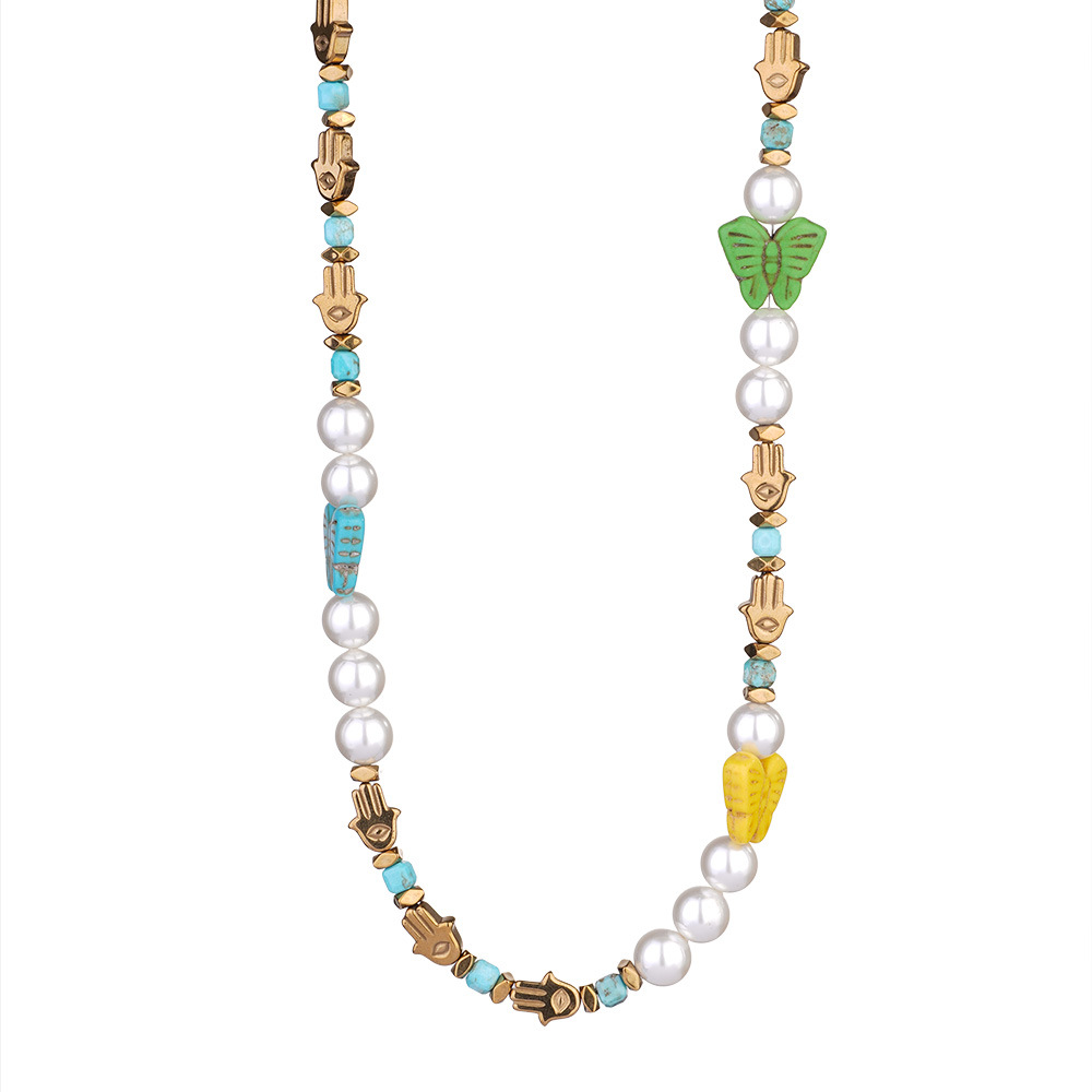 1 Piece Tropical Style Vacation Colorful Starfish Stainless Steel Gold Color Women's Beaded Necklaces h5Picture9