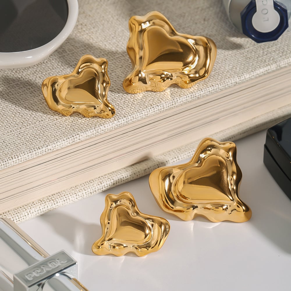 1 Piece Romantic Series Retro Irregular Heart Shape Stainless Steel Gold Color Women's Single Rings Picture8