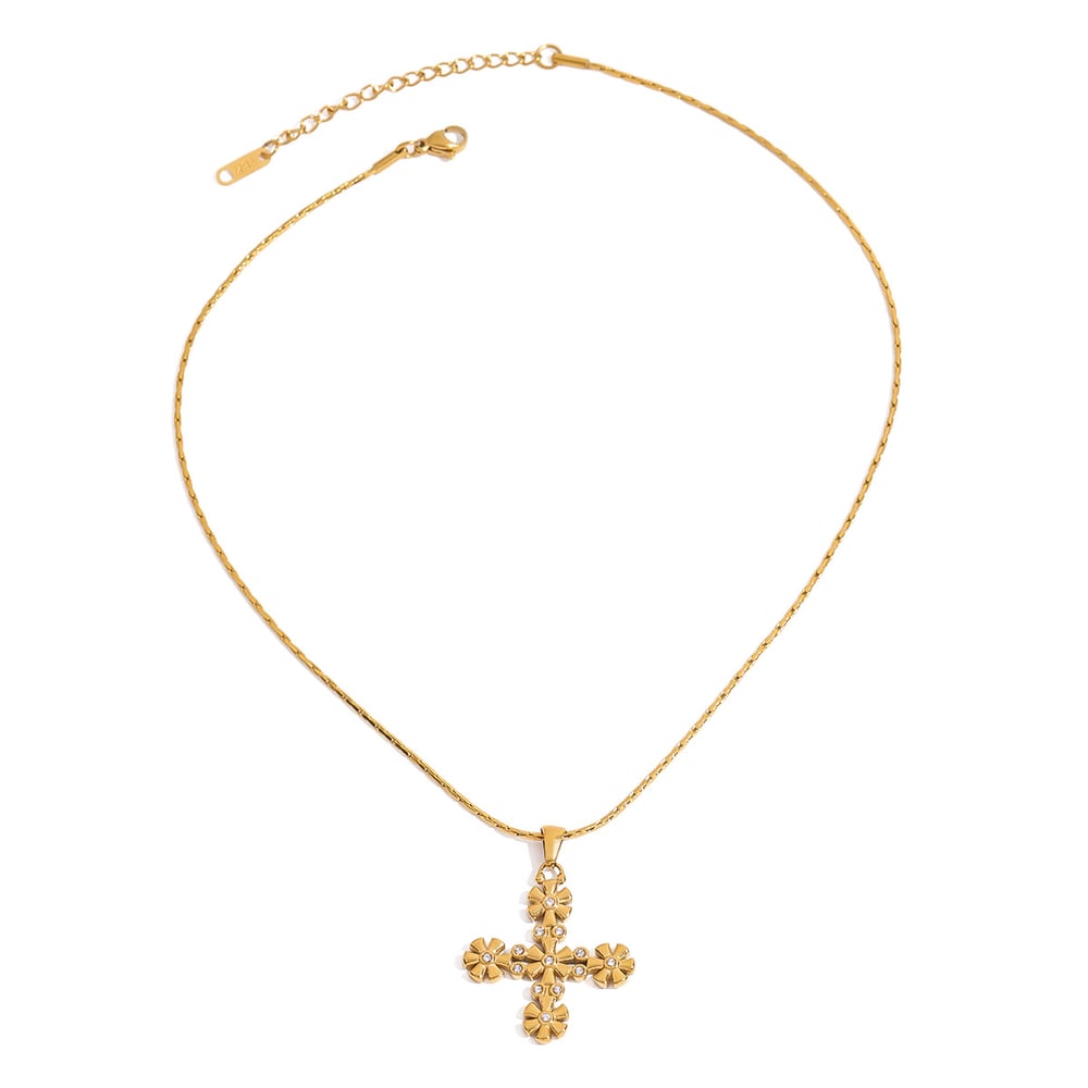 1 Piece Classic Series Vintage Exquisite Cross Stainless Steel Gold Color Women's Pendant Necklaces h5Picture9