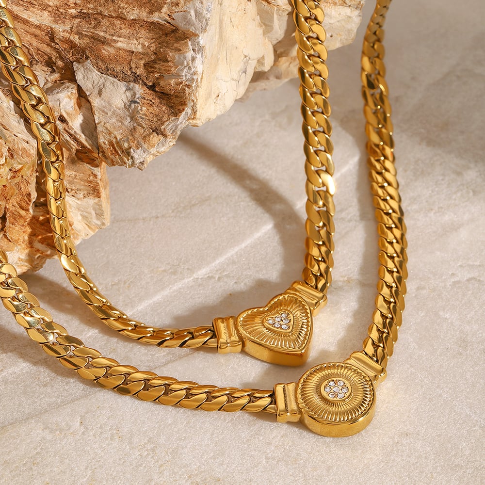 1 piece luxurious series elegant love/heart shape stainless steel  gold plated rhinestone women pendant necklaces Picture4