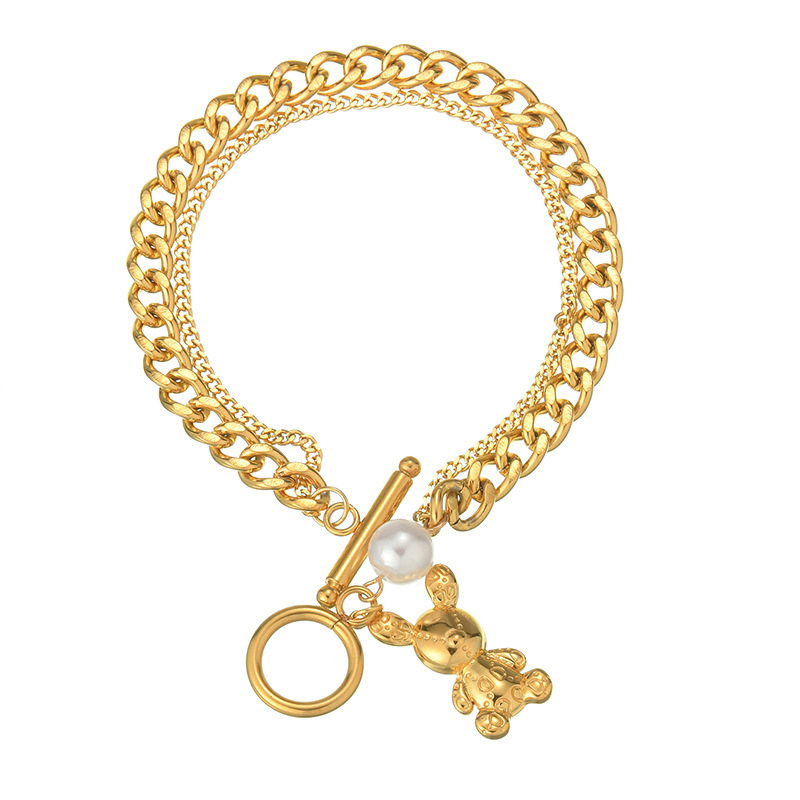 1 Stück Simple Series Tägliche einfarbige Edelstahl-Charm-Armbänder für Damen Bild2