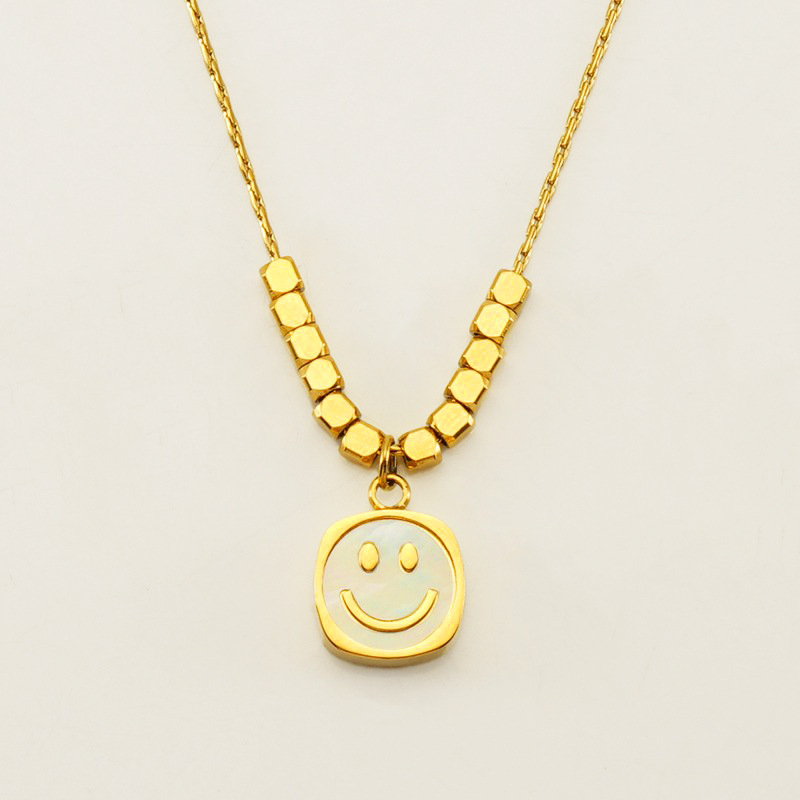 1 Piece Simple Series Classic Daily Smile Round Gold Color Women's Pendant Necklace h5Picture6