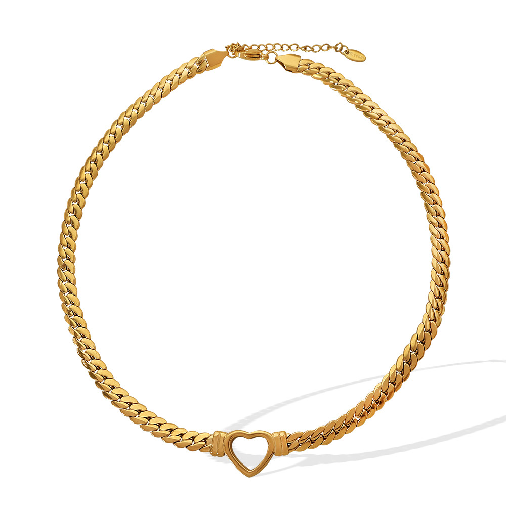 1 Pair Small design simple light luxury personality love necklace female trend fashion titanium steel gold-plated Cuban necklace women's pendant necklace h5Picture6