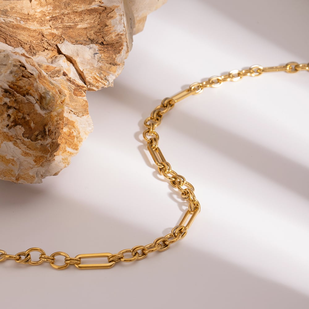 1 piece simple series classic chain stainless steel  gold plated women chain necklaces Picture3