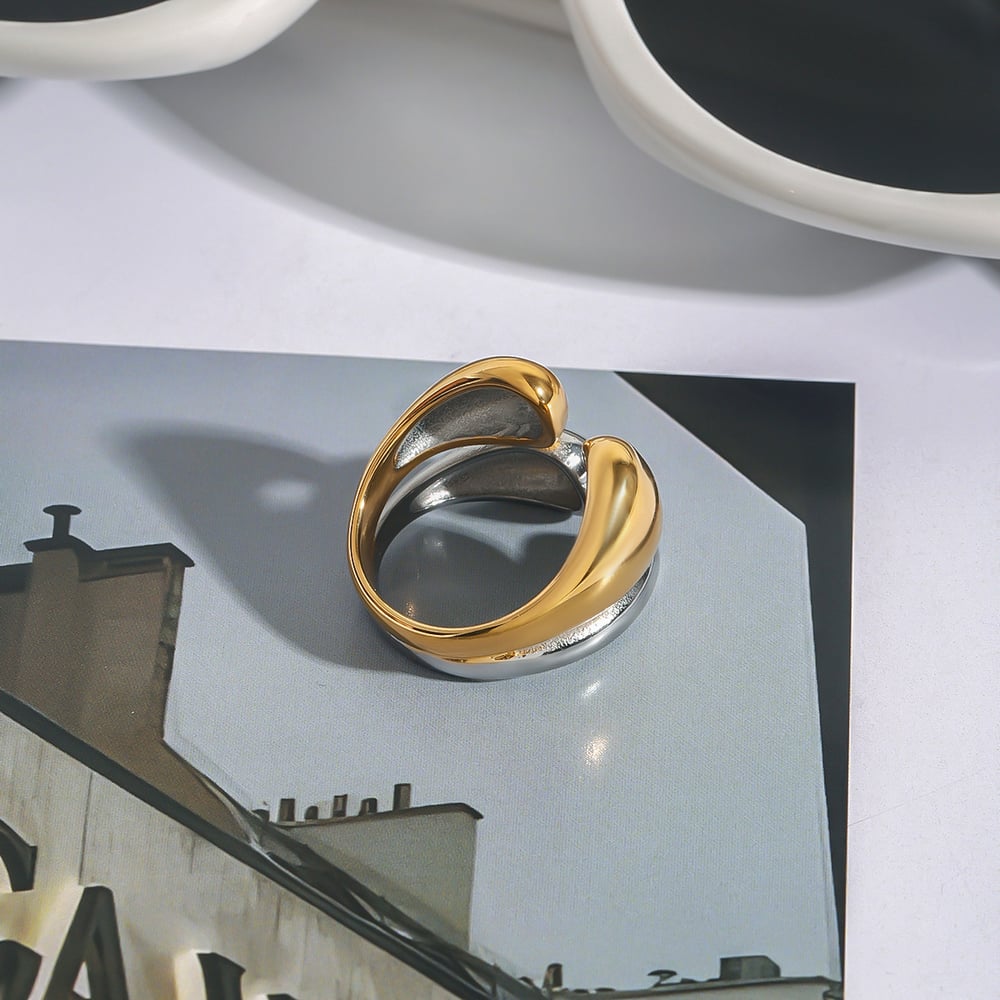 1 Piece Simple Series Fashionable Annular Stainless Steel Gold & Silver Color Women's Single Rings h5Picture9