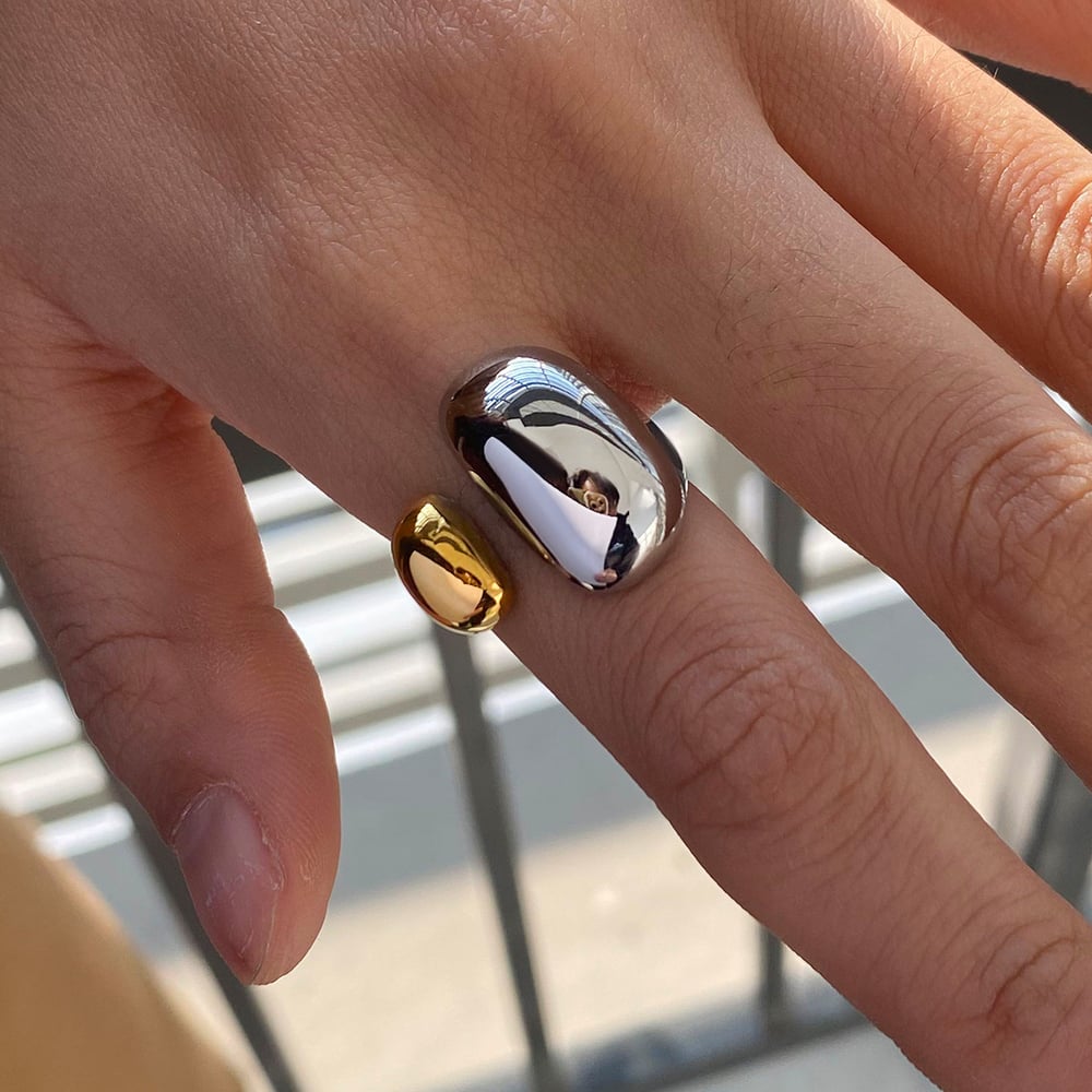 1 Piece Simple Series Irregular Oval Shape Stainless Steel Gold Color Women's Single Rings h5Picture10