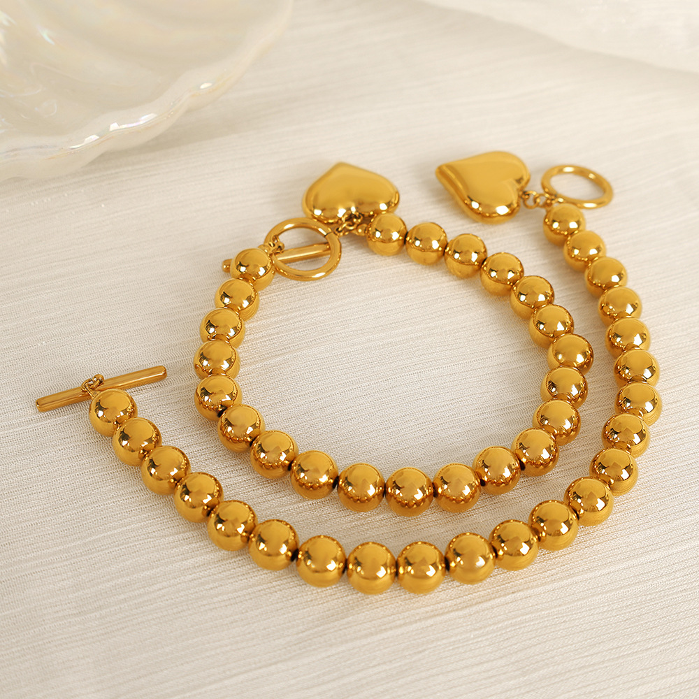 1 piece simple series simple heart stainless steel  gold plated women charm bracelets h5Picture3