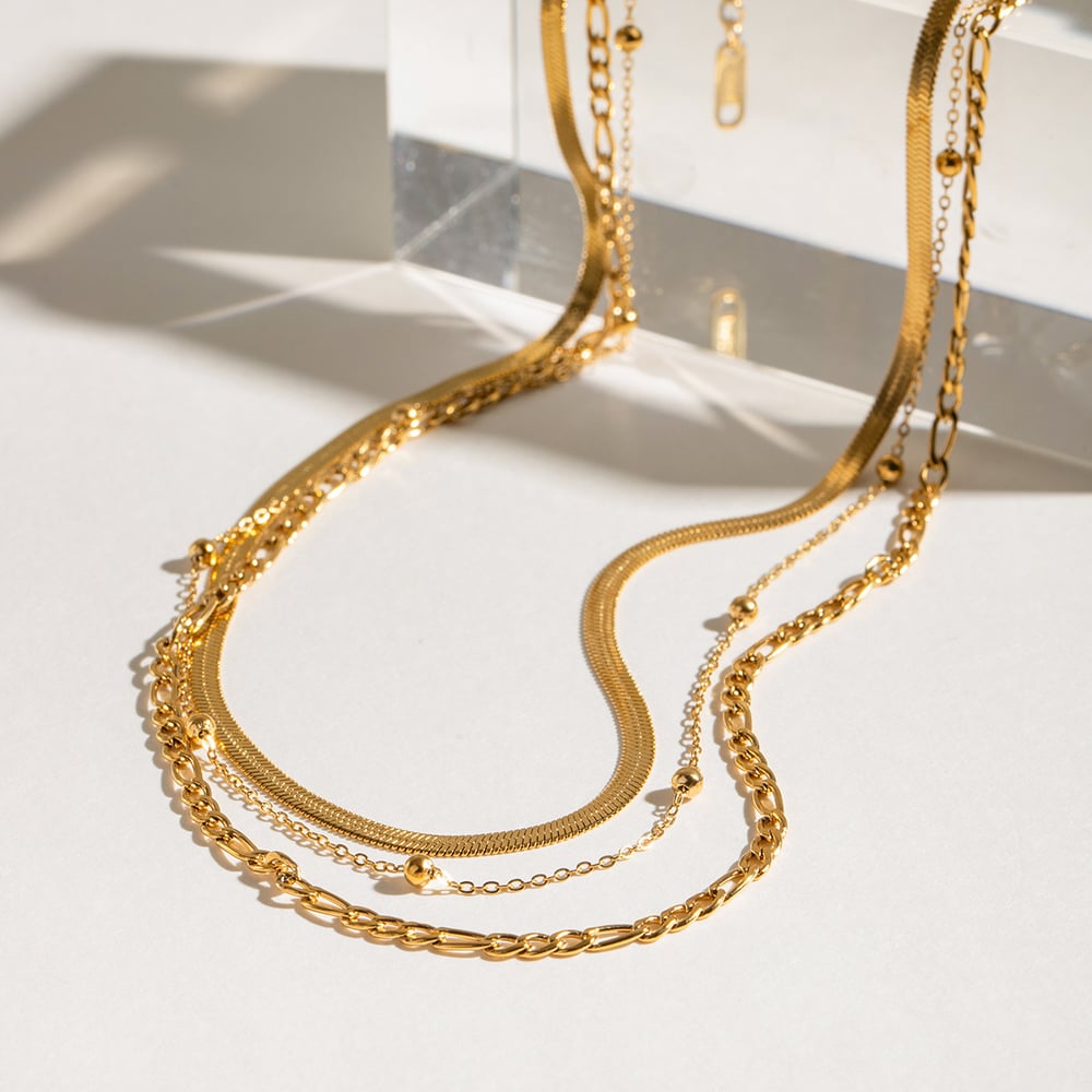 1 piece simple series classic annular stainless steel  gold plated women layered necklaces h5Picture4